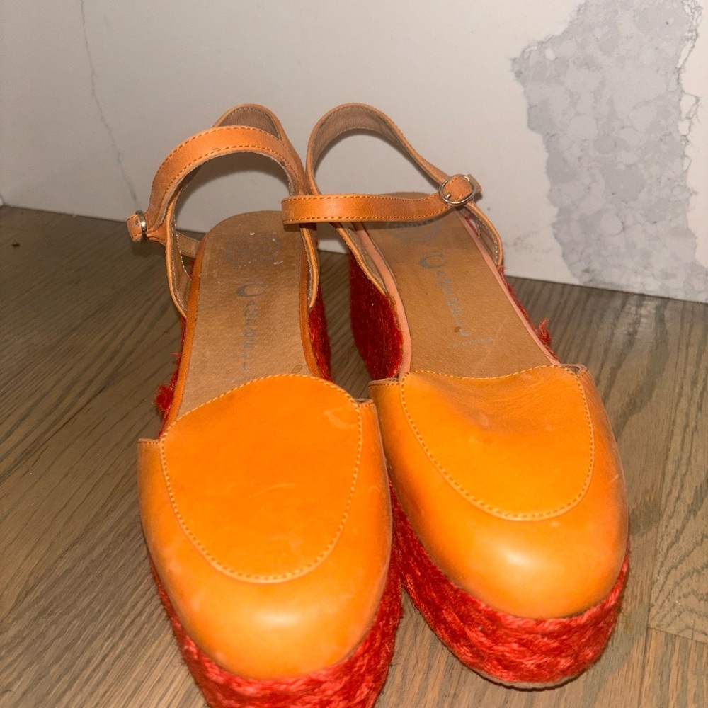 Jeffrey Campbell Orange Espadrille Wedges women’s size 8 - Picture 2 of 8